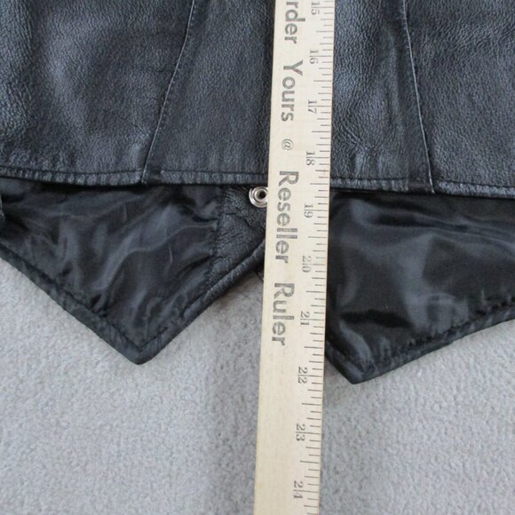 Womens Leather Motorcycle Vest Size Medium Black Pink Biker Club Patches - Picture 9 of 10